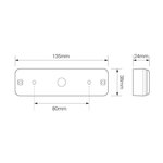 Achterlicht 12/24V 3 functies 135x38mm LED met houder zwart