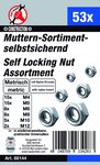 Assortiment moeren zelfborgend metrisch M4 - M12 53-dlg