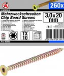 Multischroeven T-profiel (voor Torx) T10 3,0 x 20 mm 260 stuks