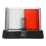 Breedtelicht rood/wit 66x62mm met reflector op houder