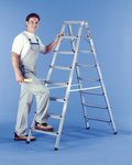 Dubbele trapladder aluminium 2x8 sporten Hoogte bok ladder 1,68m
