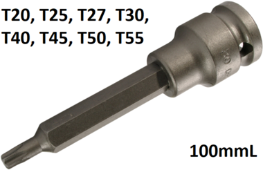 Bgs Technic 1/2 Impact kracht bit dop 100 mm lang t20