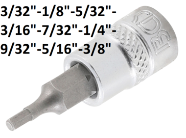 Bgs Technic 1/4 bit dop, interne hexagon 3/32