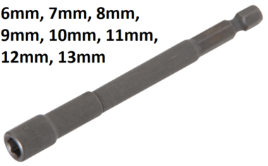 Bgs Technic Dop, extra lang, met 6-pt. Boor Shaft, 6 mm