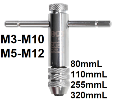 Bgs Technic T-Type ratel Tap houder, 80 mm (M3-10)
