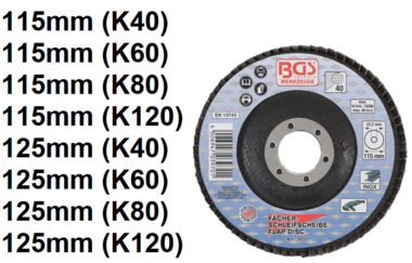 Bgs Technic Flap Disc, diameter 115 mm, Graanmaat 40