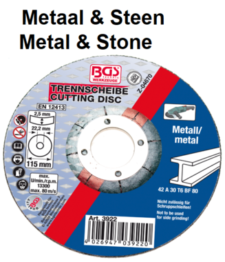 Bgs Technic Doorslijpschijf  sliipschijven voor metaal 115 x 2,5 mm, type 42