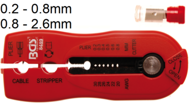 Bgs Technic 2 in 1 draad en kabelstripper, 0,2 - 0,8 mm