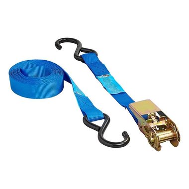 Spanband blauw met ratel + 2 haken 5 meter