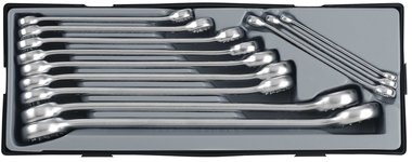 Dubbele ringsleutelset 12 delig (15° gebogen)