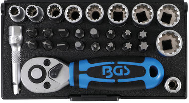 Dopsleutelset 6,3 mm (1/4) 28-dlg