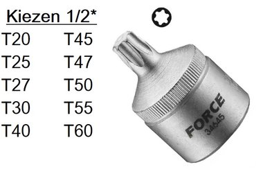 Torx bit doppen 1/2 (uit een stuk)