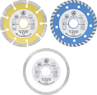 Diamant doorslijpschijvenset boring-Ø 20 mm Ø 115 mm 3-dlg