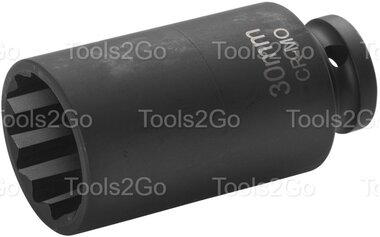 Aandrijfasdop 1/2, CrMo bi-hex 30mm