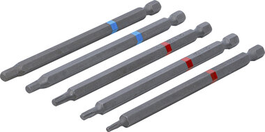 Bitset aandrijving buitenzeskant, (1/4) binnenzeskant, T-profiel (voor Torx) lengte 110 mm 5-dlg