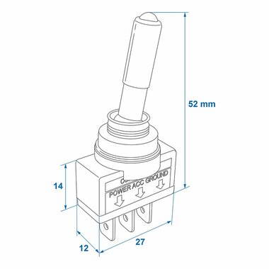 Tuimelschakelaar LED groen 12V-max. 20A