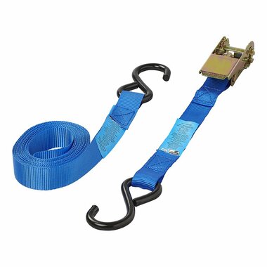 Spanband blauw met ratel + 2 haken 5 meter
