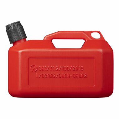 Jerrycan 5L kunststof rood UN-gekeurd (laag model)