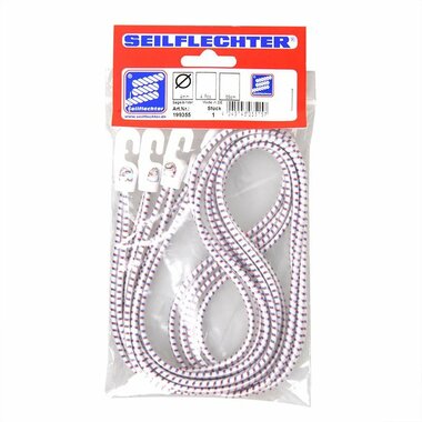 Zeilbinder met nylonhaken, 4 stuks in zak, 55cm, wit