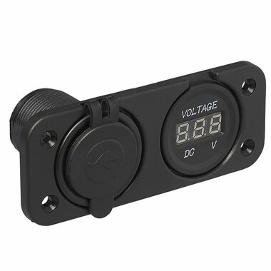 Inbouw kit: voltmeter 6-30V + USB poort dubbel type A 2x2100mA