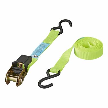 Spanband met ratel + 2 haken 5 meter - set van 4 stuks