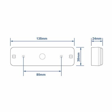 Achterlicht 12/24V 3 functies 135x38mm LED met houder zwart
