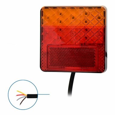 Achterlicht 12/24V 4 functies 100x100mm LED