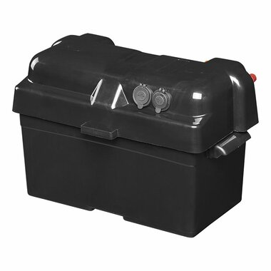 Accubak 35x18x20cm 2x USB - 1x 12V stekkerdoos - Voltmeter