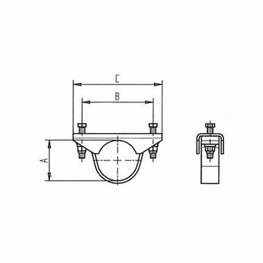 Steunblok voor klemmen van disselbuis diameter 70 mm
