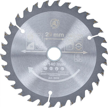 HM cirkelzaagblad diameter 140 x 20 x 2,3 mm 30 tanden