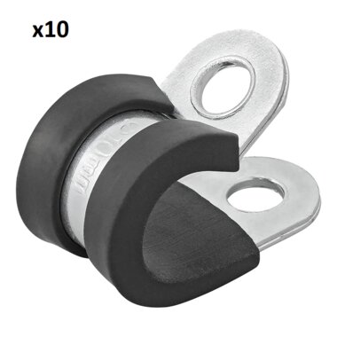 Kabelklem 10 mm met rubber bescherming x10 stuks
