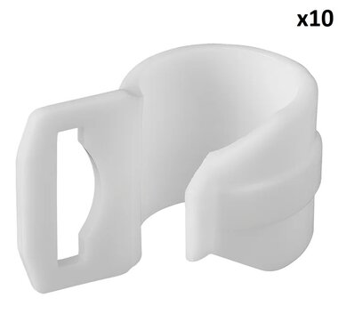 Tentclip voor tentstok 20-25mm met sleuf wit x10 stuks