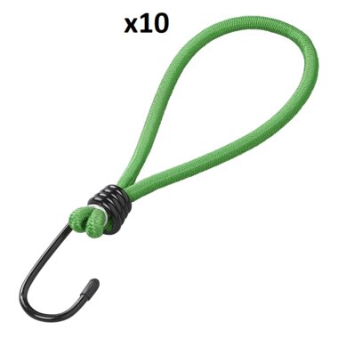 Haak metaal met elastische lus voor aanhangernet/tent/zeil x10 stuks