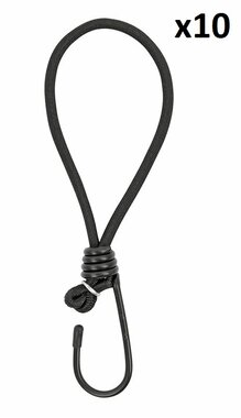 Tentspanner elastisch zwart met haak x10 stuks