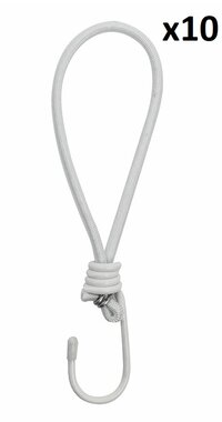 Tentspanner elastisch wit met haak x10 stuks