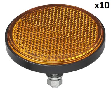 Reflector oranje 60mm met bout 5mm x10 stuks