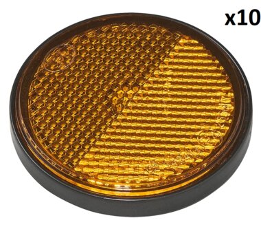 Reflector oranje 58mm zelfklevend met grondplaat x10 stuks