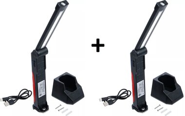 Accu kniklamp COB LED 6,5 W met oplaadstation x2 stuks