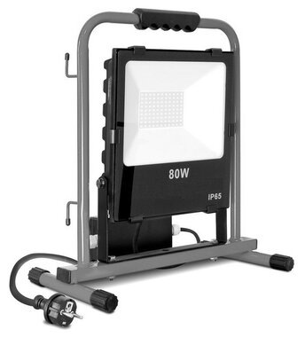 Stabiele bouwlamp 80W met 2 stopcontacten