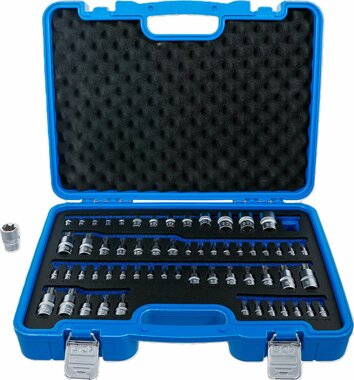 Bit- en dopsleutelset E-profiel / T-profiel (voor Torx) / T-profiel (voor Torx) mt boring / TP-profiel (voor Torx Plus) 60-dlg