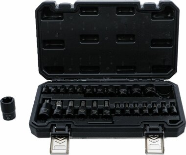 Dopsleutelbit-/dopsleutelset (1/4), (3/8), (1/2) E-profiel / T-profiel (voor Torx) 25-dlg