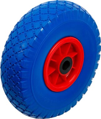 Wiel voor steekwagen / kar PU , rood / blauw 260 mm