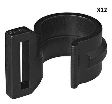 Tent clip for tent pole 20-25mm with slot black x12 stuks