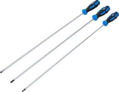Schroevendraaierset extra lang sleuf kruiskop PH, T-profiel (voor Torx) 3-dlg
