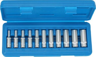 Diepe dopsleutelset 11-delig 1/4 zeskant 4-13 mm