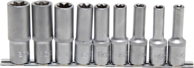 Bgs Technic Dopsleutelset E-profiel, diep 12,5 mm (1/2) E10-E24 9-delig