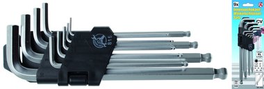 9-delige Int. Hex. Ball Head Wrench Set, 1,5-10 mm