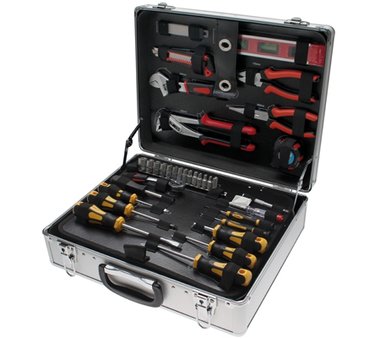 129-delige gereedschap set in aluminium behuizing