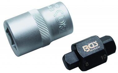 Bgs Technic Oil Drain Plug dop, 4-pt, 8 en 10 mm