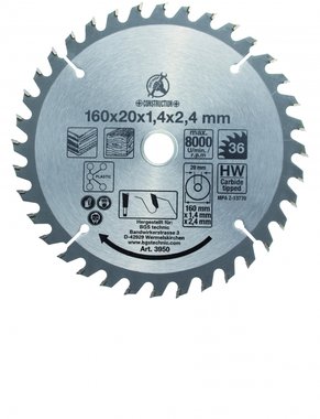 Bgs Technic Hardmetaal Cirkelzaagblad diameter 160 mm 36 tand